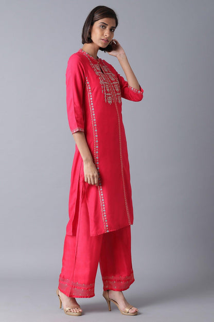 W for Woman Signature Fuchsia Pink Straight kurta
