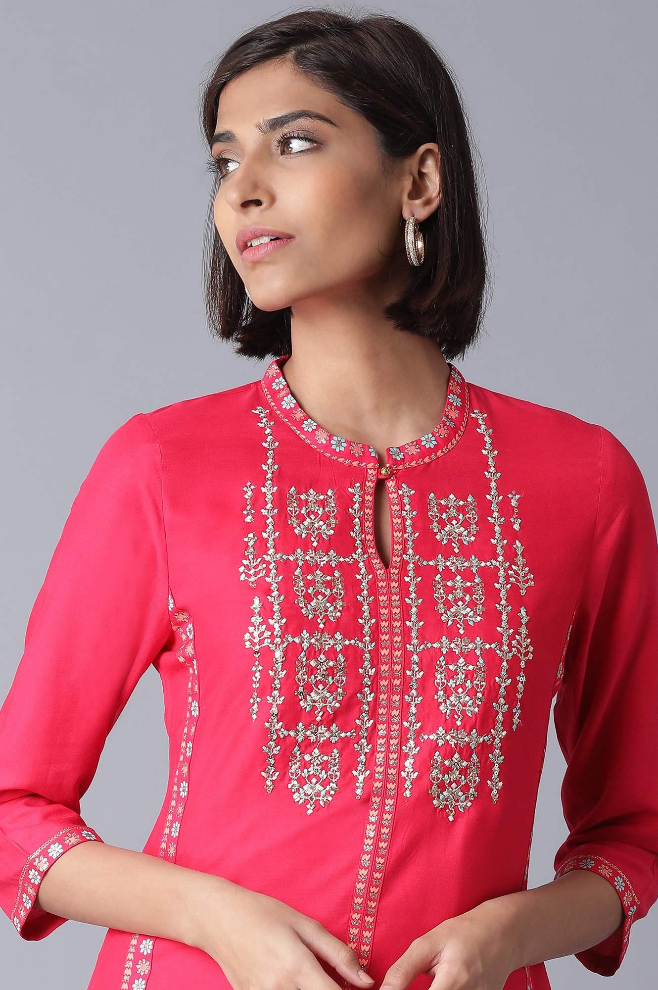 W for Woman Signature Fuchsia Pink Straight kurta