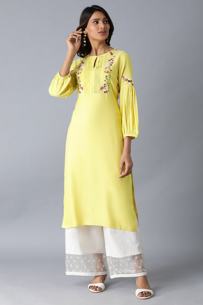 W for Woman Yellow Straight kurta