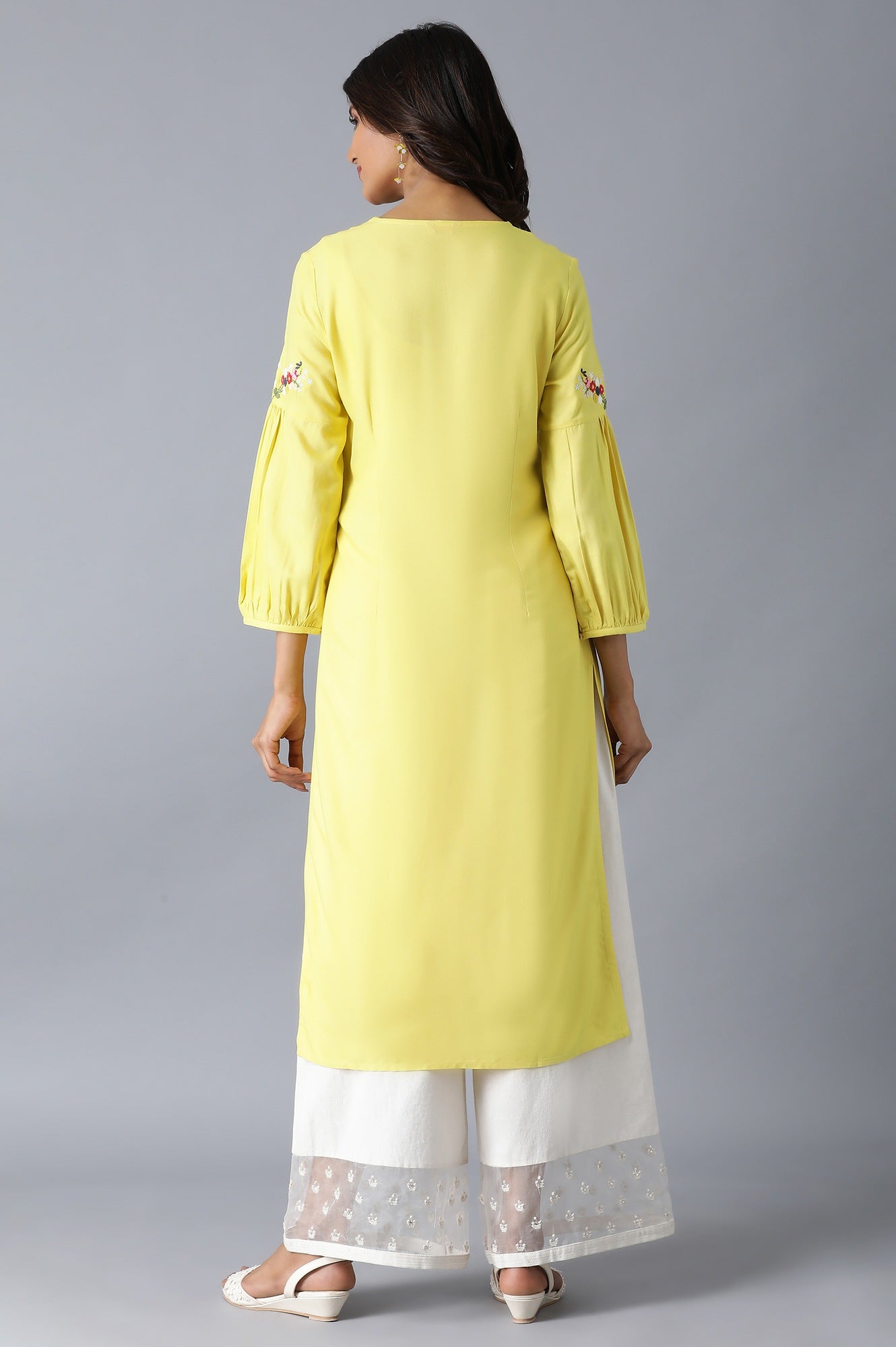 W for Woman Yellow Straight kurta