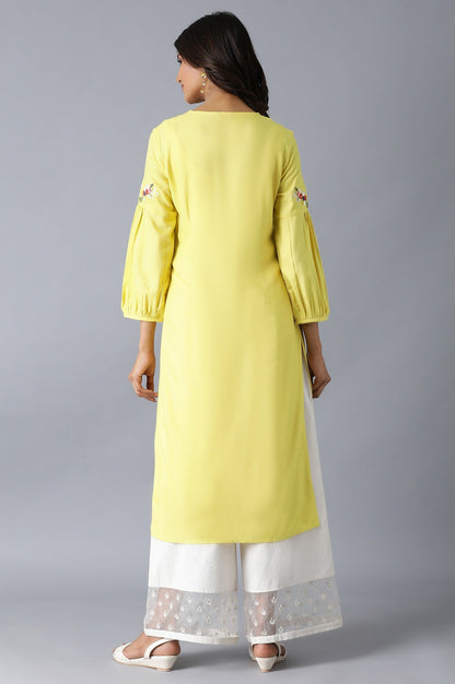 W for Woman Yellow Straight kurta