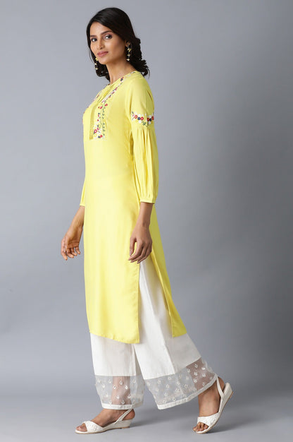 W for Woman Yellow Straight kurta