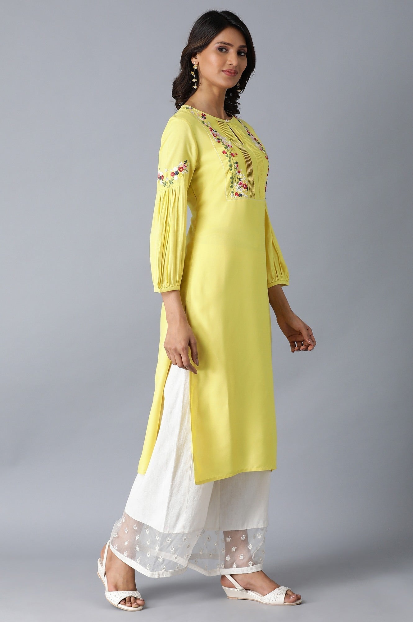 W for Woman Yellow Straight kurta