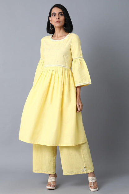 W for Woman Pale Yellow Gathered Dress
