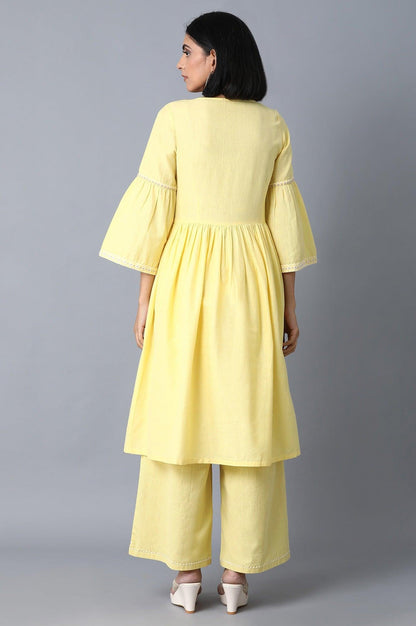 W for Woman Pale Yellow Gathered Dress