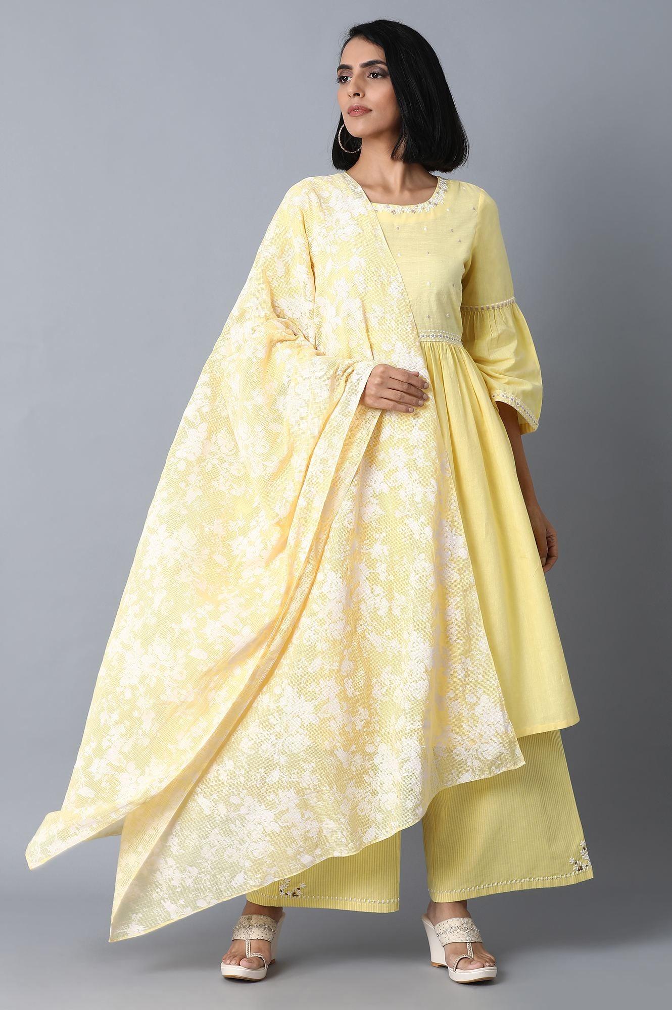 W for Woman Pale Yellow Gathered Dress