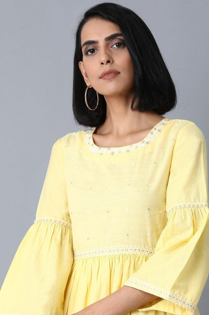 W for Woman Pale Yellow Gathered Dress
