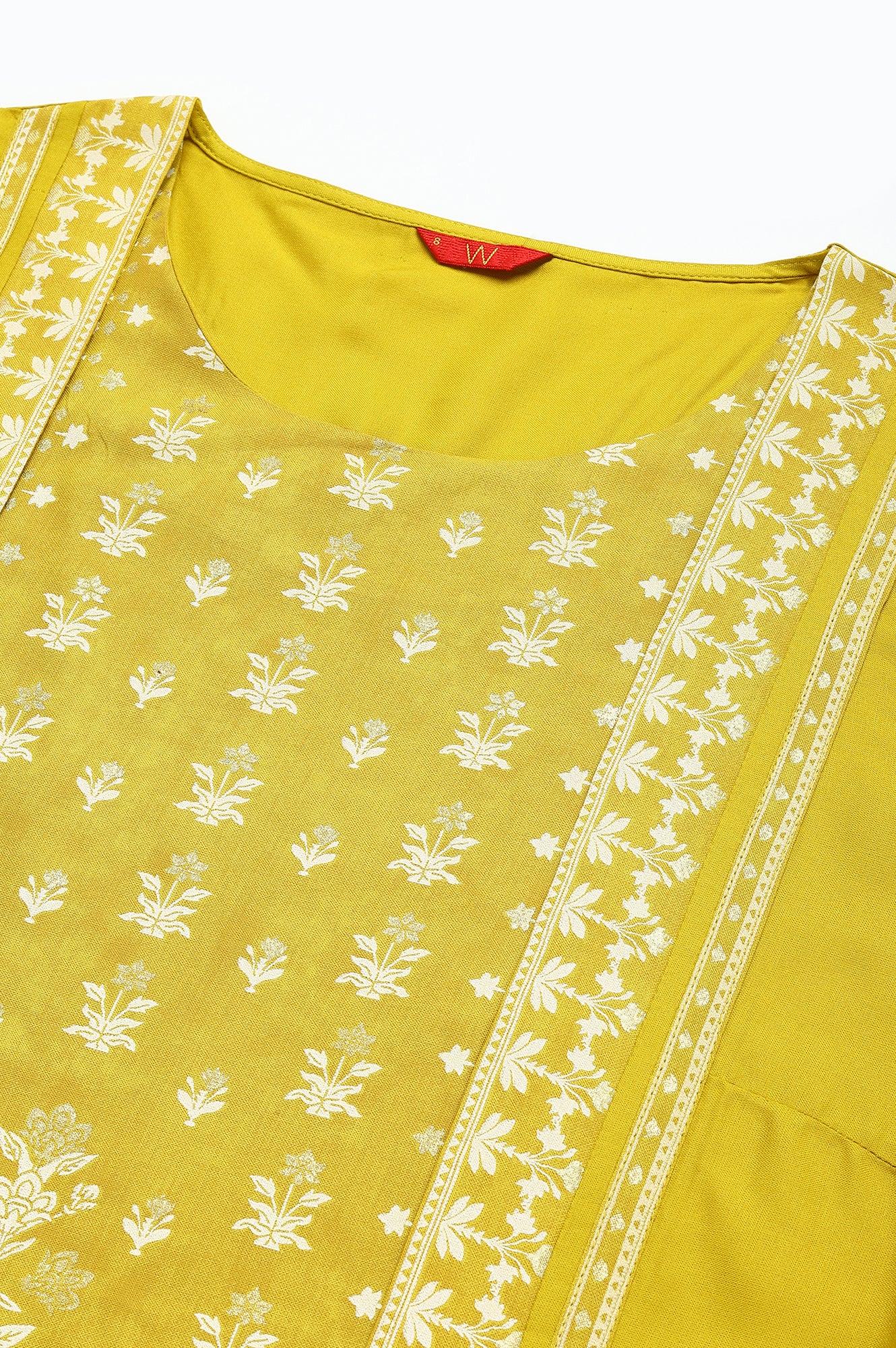 W for Woman Mustard Yellow Placement kurta