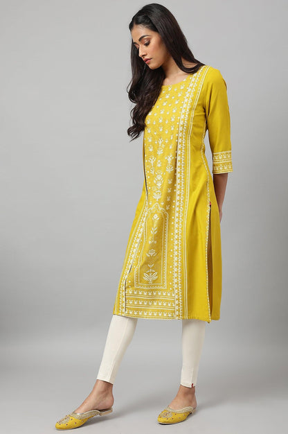 W for Woman Mustard Yellow Placement kurta