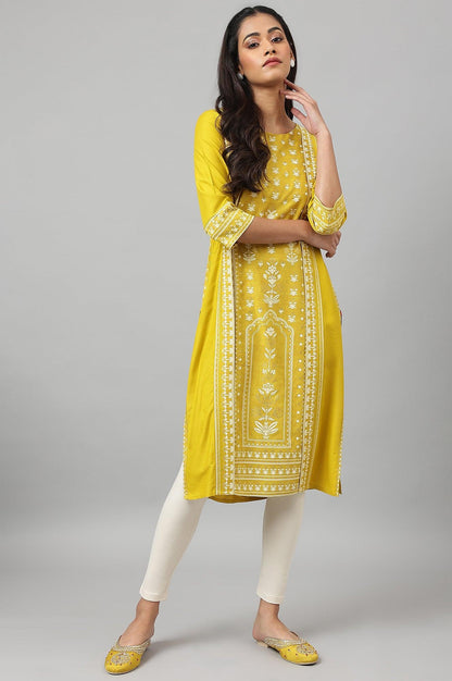 W for Woman Mustard Yellow Placement kurta