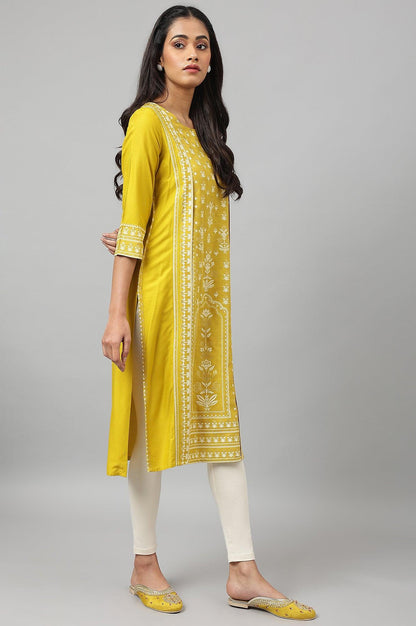 W for Woman Mustard Yellow Placement kurta