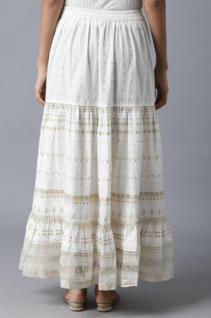 W for Woman Ecru Printed Gathered Skirt