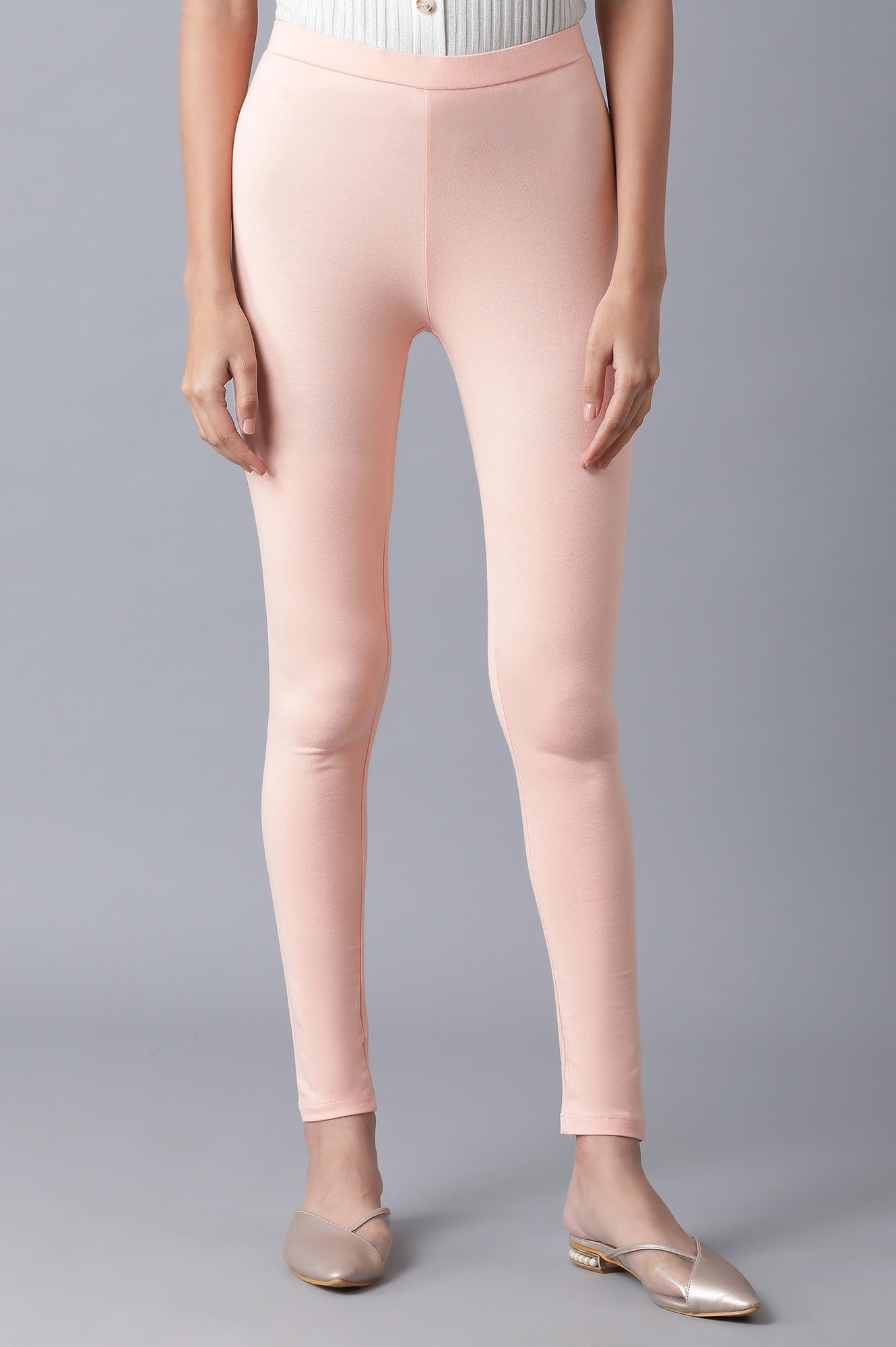 W for Woman Blush Pink Solid Tights