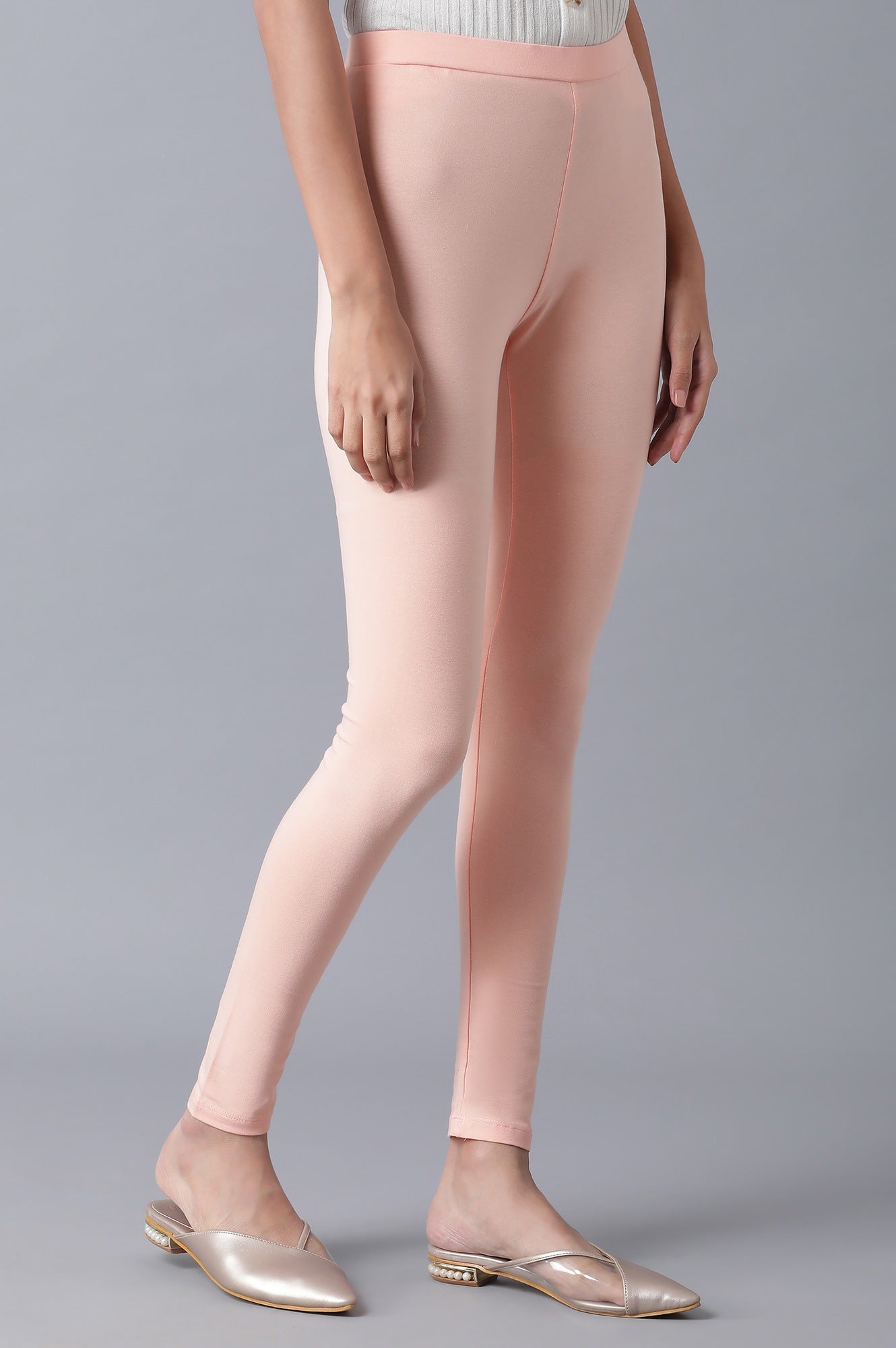 W for Woman Blush Pink Solid Tights