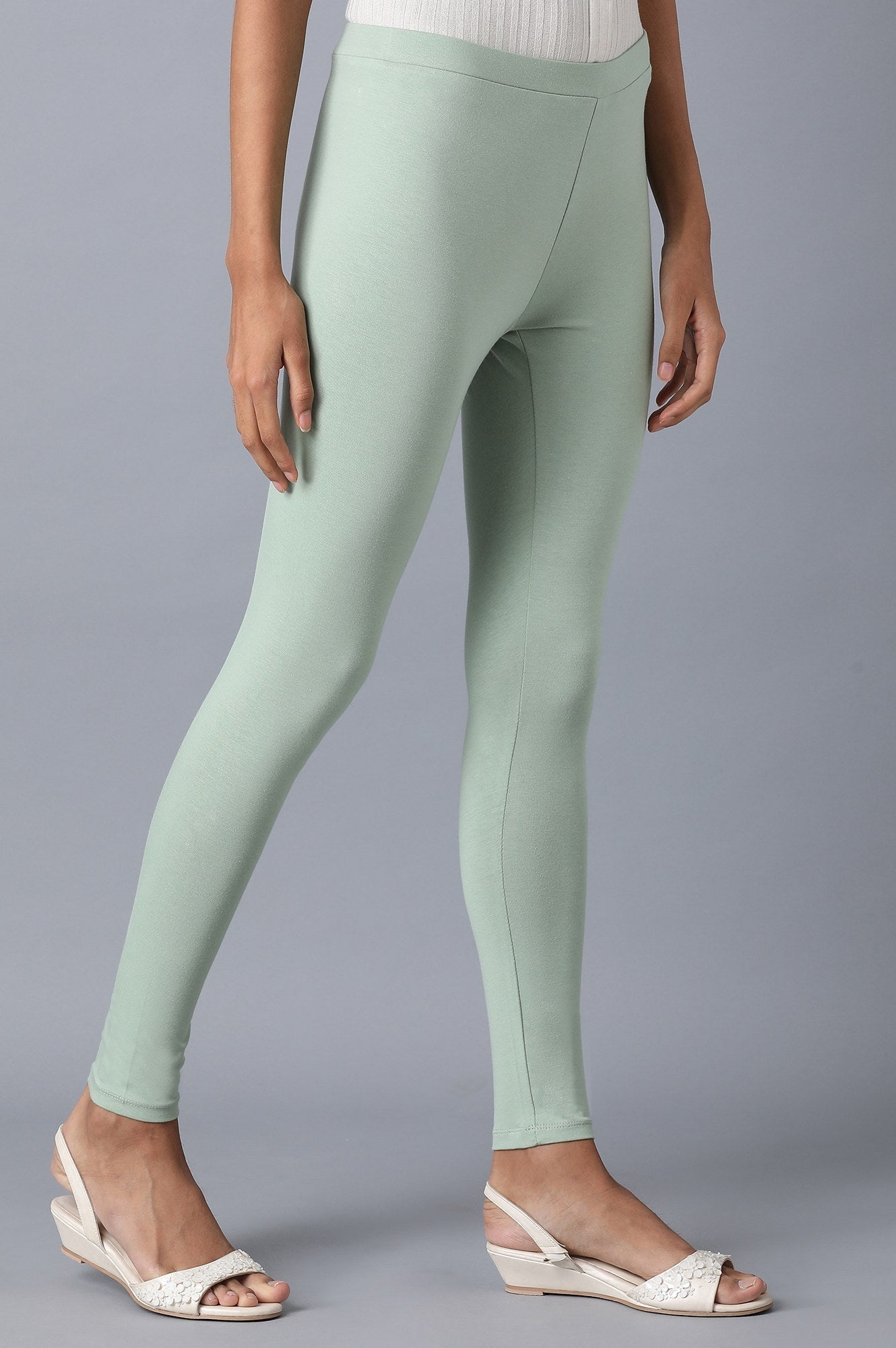 W for Woman Green Ankle Length Tights