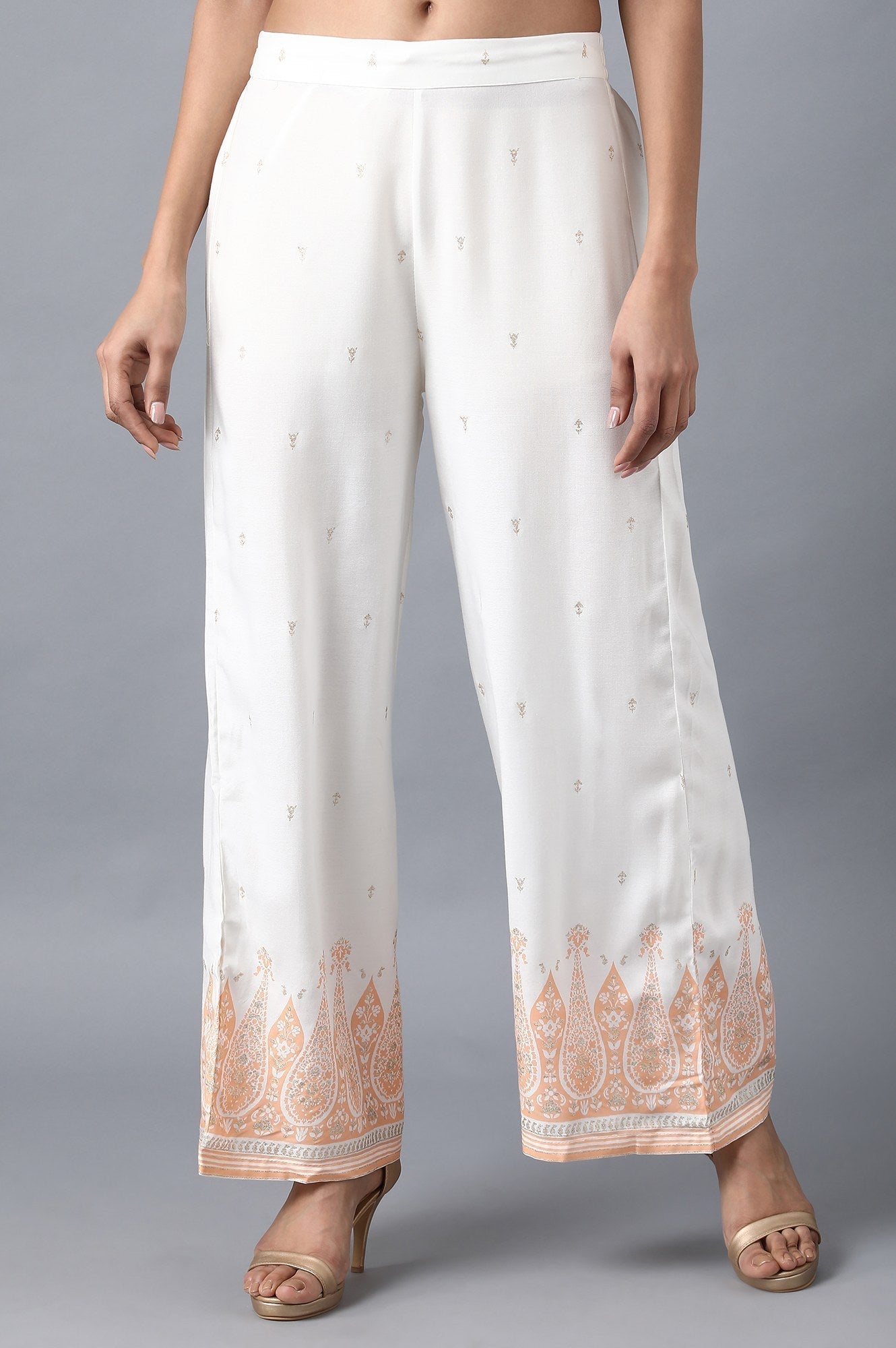W for Woman Orange Printed Pants