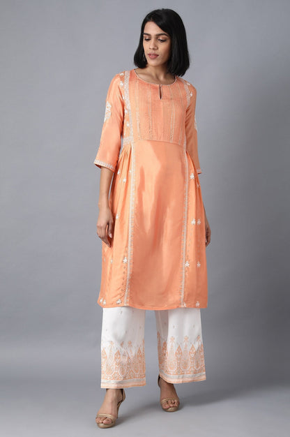 W for Woman Orange Printed Pants