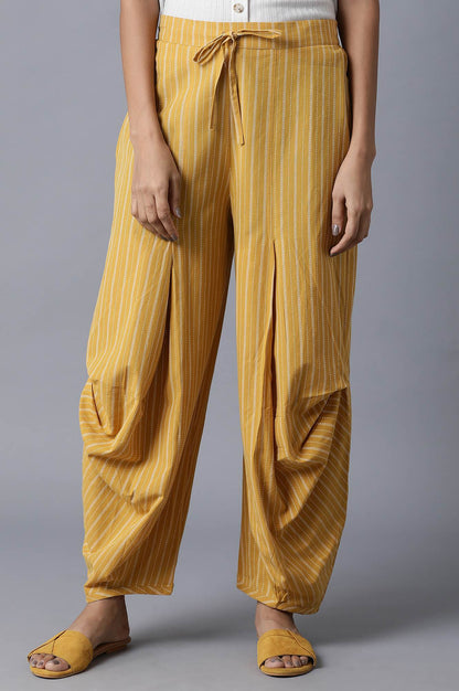 W for Woman Yellow Tucked Carrot Pants