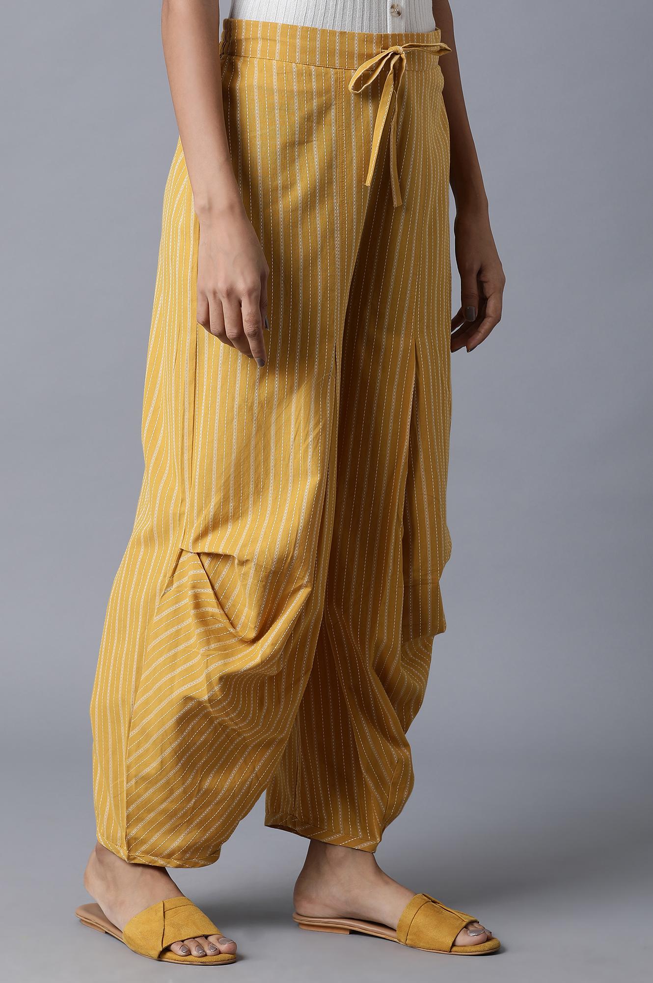 W for Woman Yellow Tucked Carrot Pants