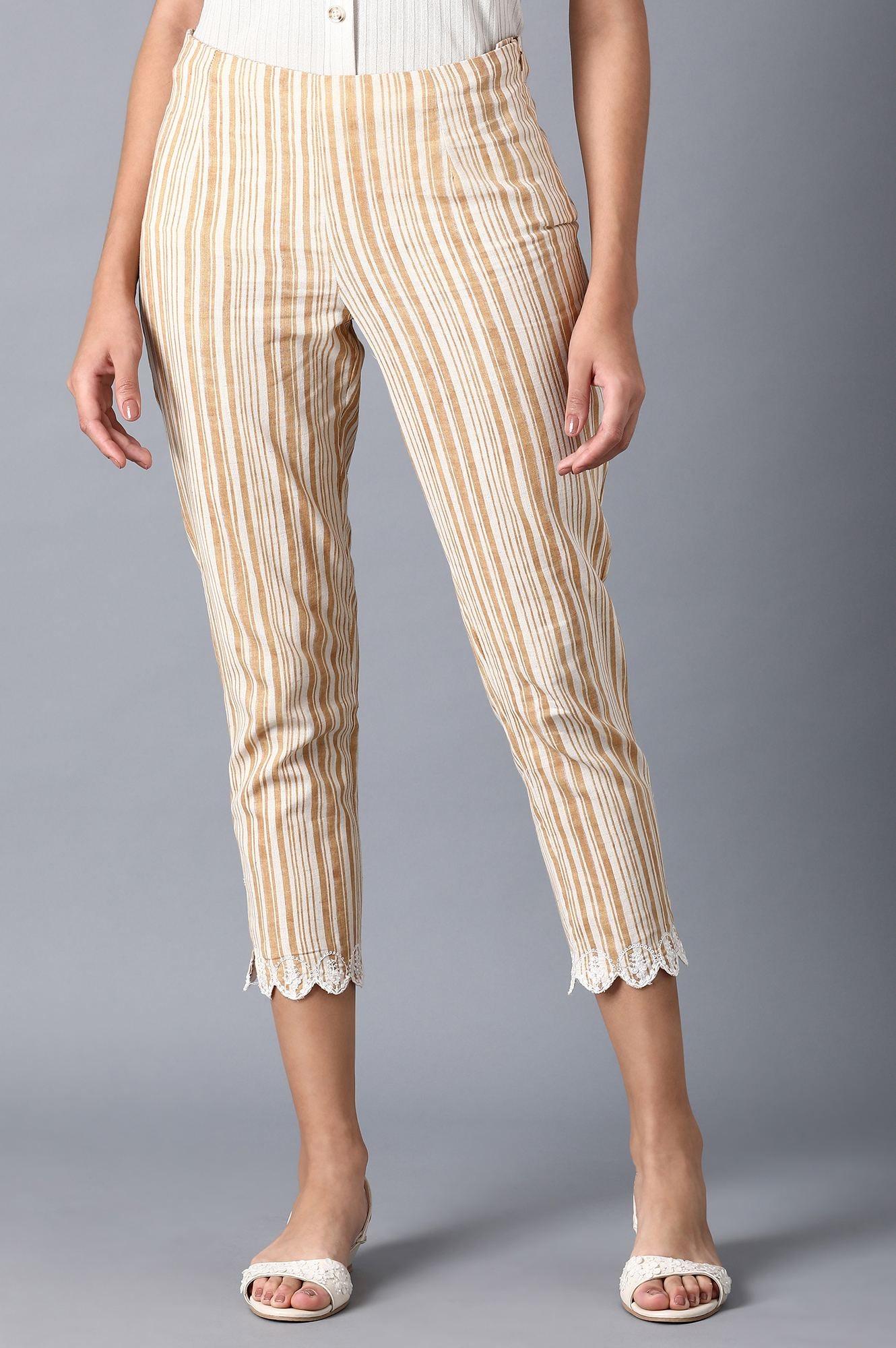 W for Woman Nugget Gold Stripes Slim Pants
