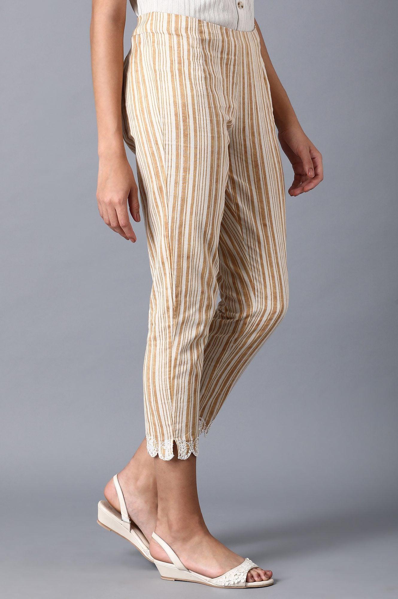 W for Woman Nugget Gold Stripes Slim Pants