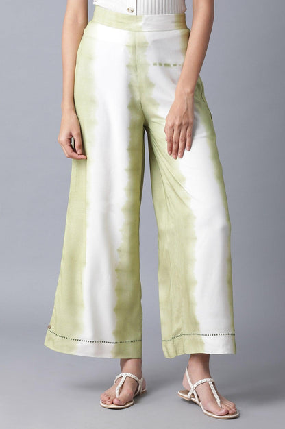 W for Woman Olive Green & Ecru Parallel Pants