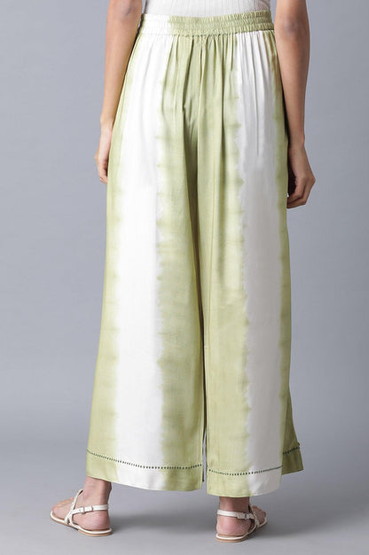 W for Woman Olive Green & Ecru Parallel Pants