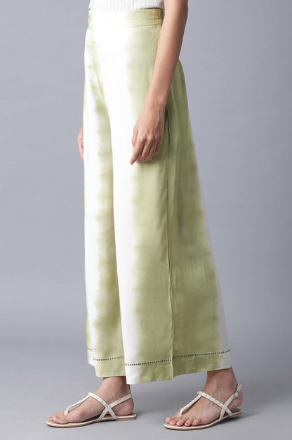 W for Woman Olive Green & Ecru Parallel Pants