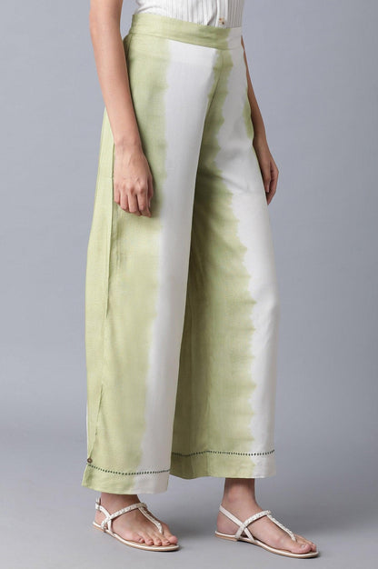 W for Woman Olive Green & Ecru Parallel Pants