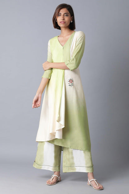 W for Woman Olive Green & Ecru Parallel Pants