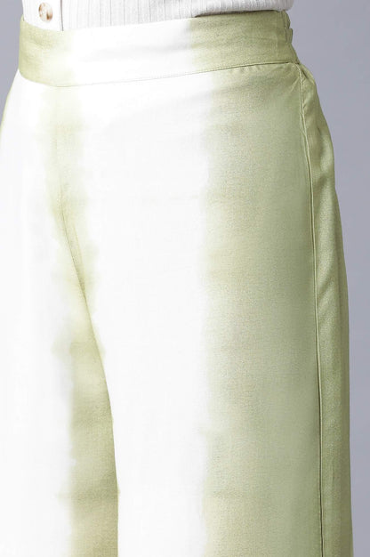 W for Woman Olive Green & Ecru Parallel Pants