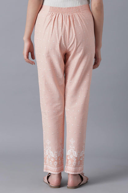 W for Woman Peach Printed Slim Pants