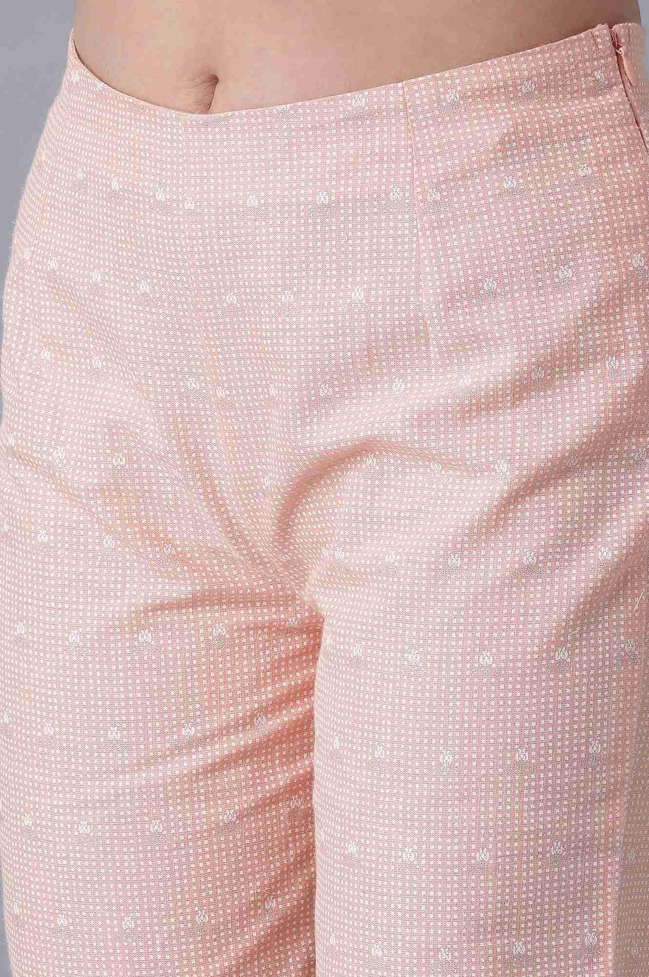 W for Woman Peach Printed Slim Pants