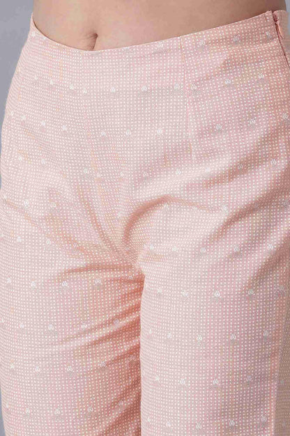 W for Woman Peach Printed Slim Pants