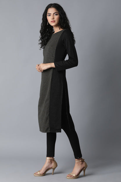 W for Woman Jet Black PC Jacquard kurta