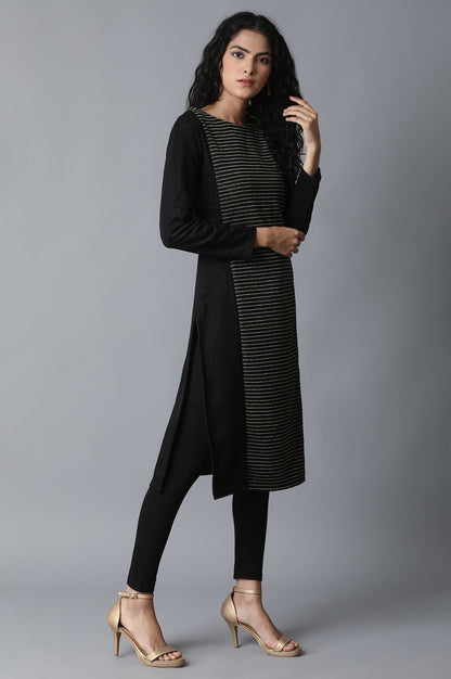 W for Woman Jet Black PC Jacquard kurta