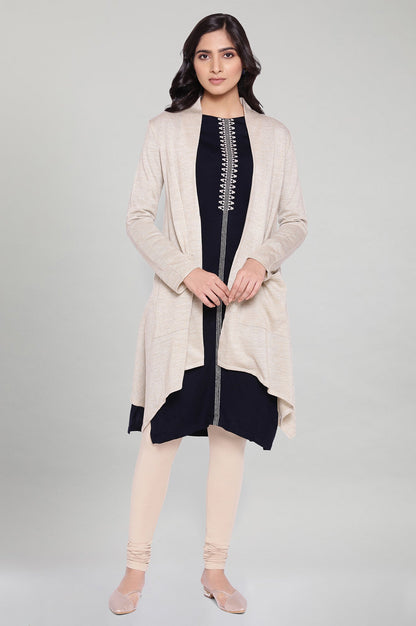 W for Woman Beige Circular Flared Cardigan