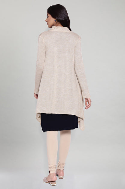W for Woman Beige Circular Flared Cardigan