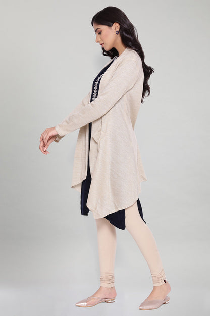 W for Woman Beige Circular Flared Cardigan