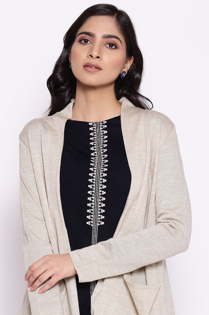 W for Woman Beige Circular Flared Cardigan