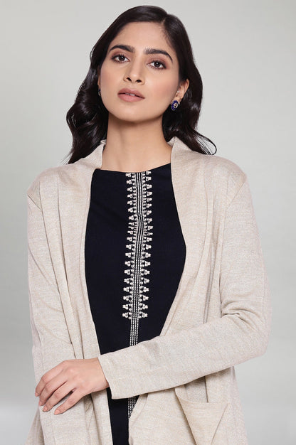 W for Woman Beige Circular Flared Cardigan