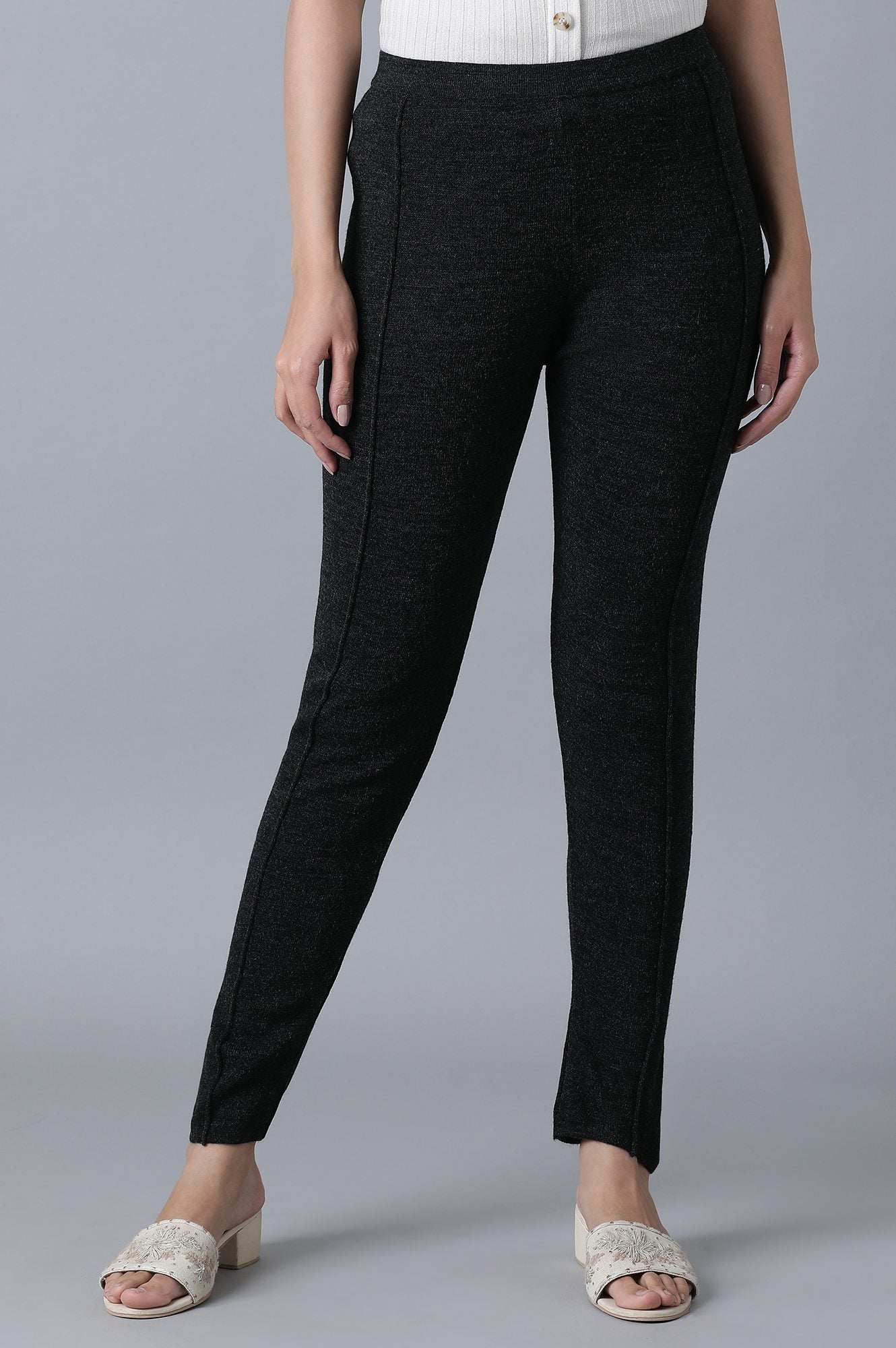 W for Woman Dark Grey Pintuck Leggings