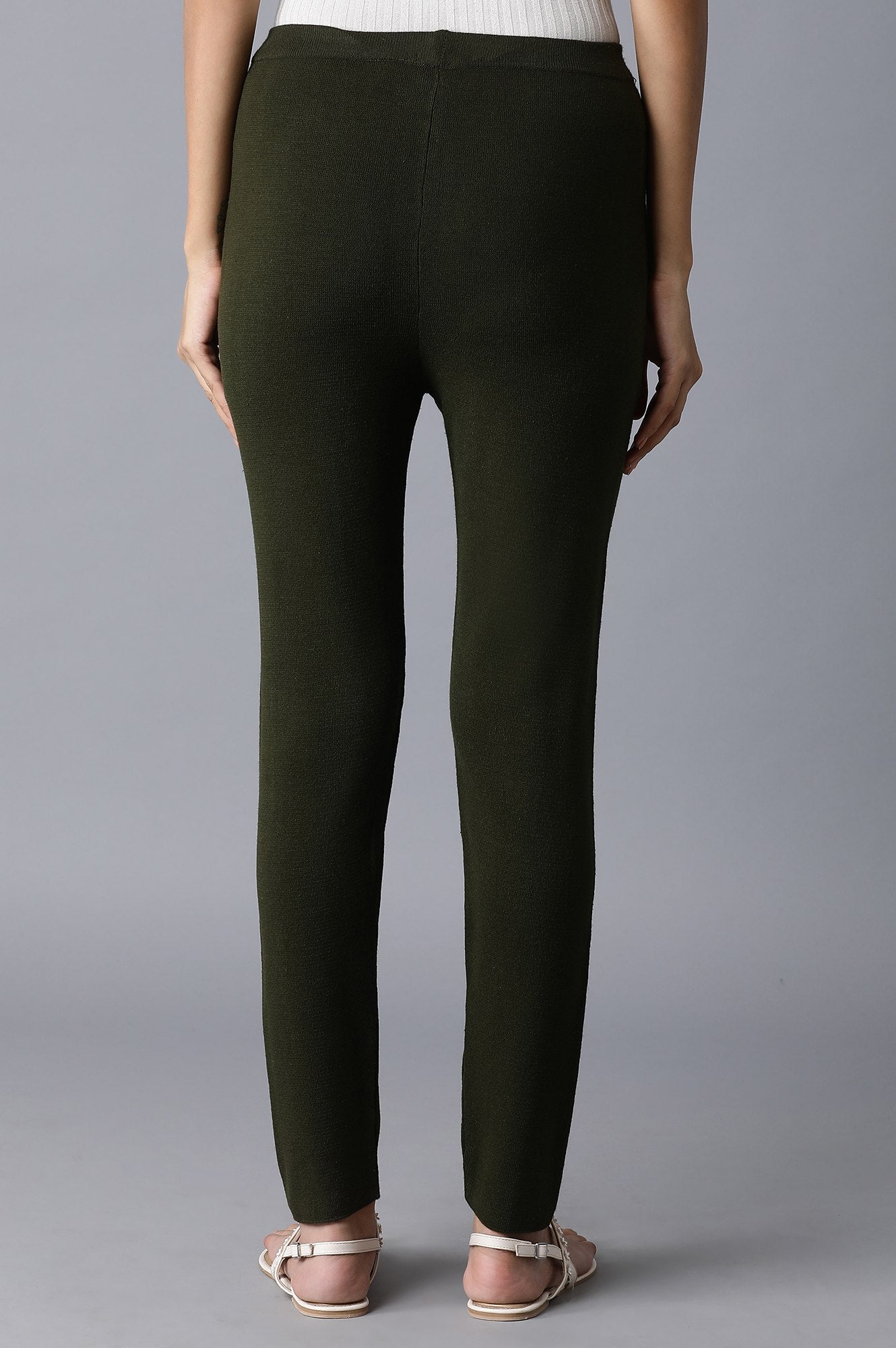 W for Woman Olive Pintuck Basic Leggings