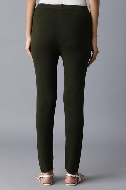 W for Woman Olive Pintuck Basic Leggings