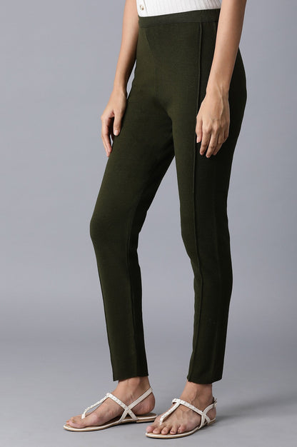 W for Woman Olive Pintuck Basic Leggings
