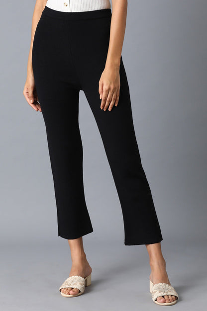 W for Woman Black Red Solid Slim Pants