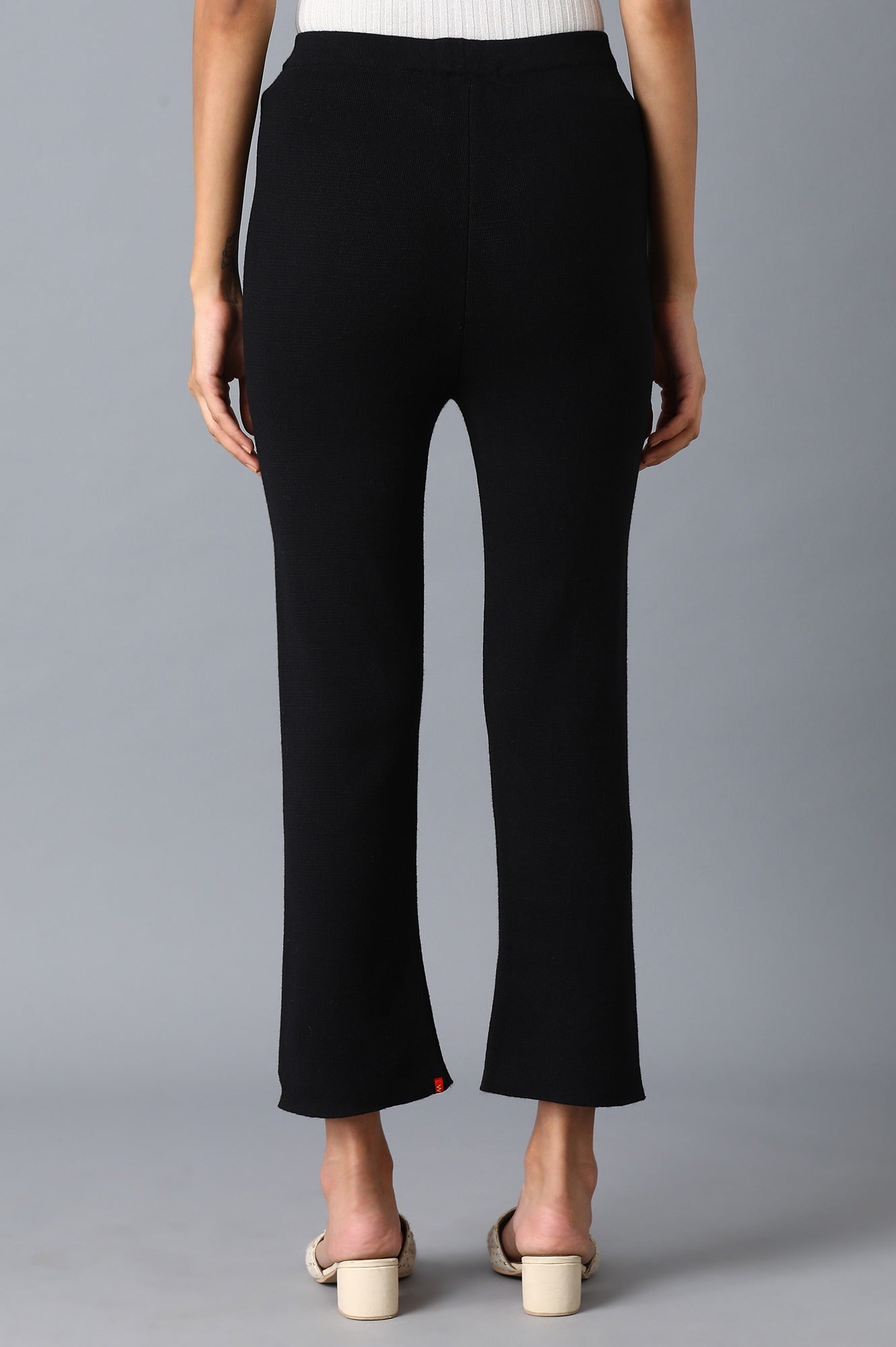 W for Woman Black Red Solid Slim Pants