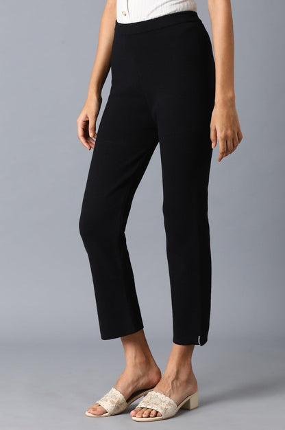 W for Woman Black Red Solid Slim Pants