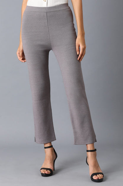 W for Woman Grey Solid Slim Pants