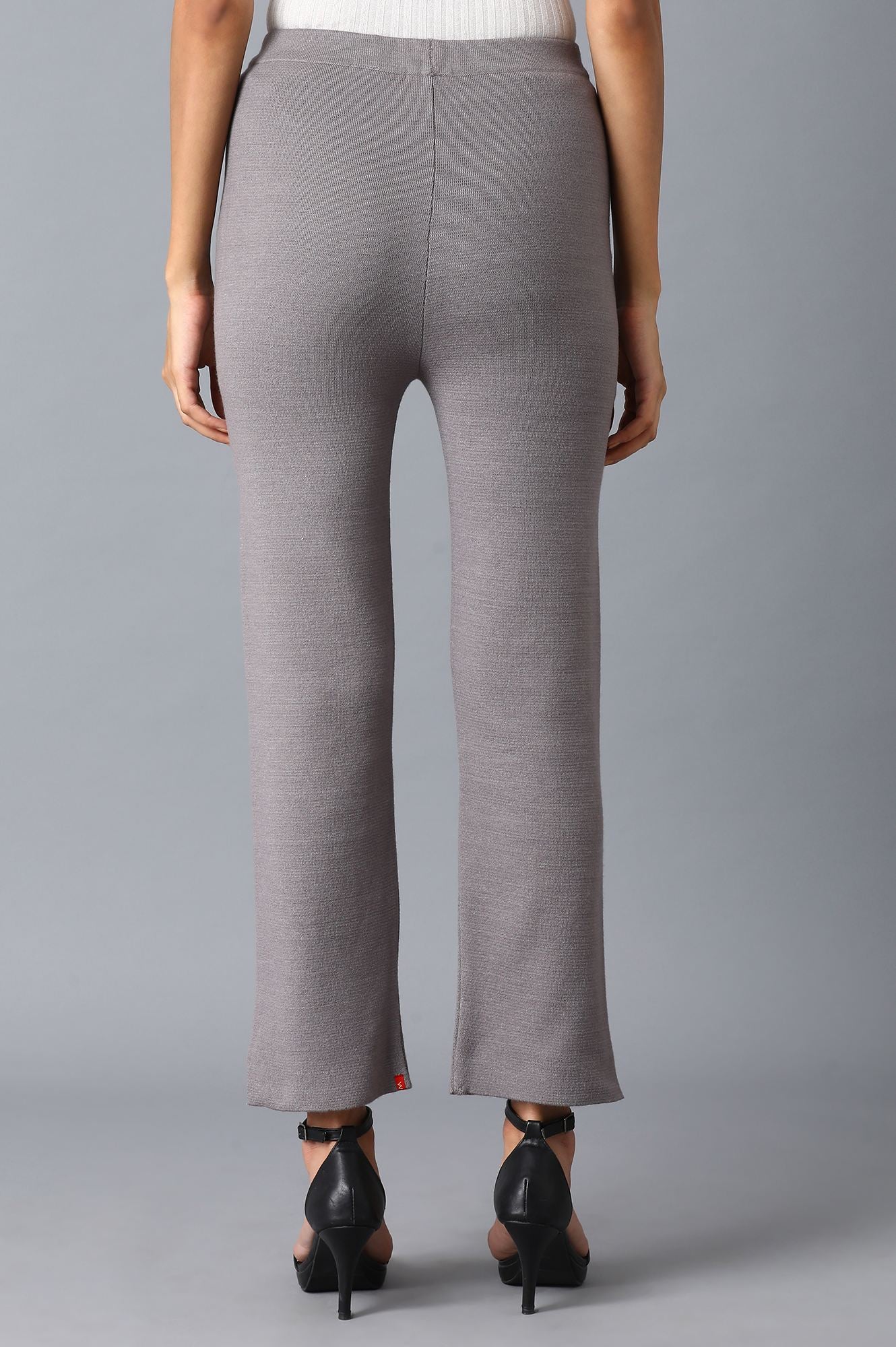 W for Woman Grey Solid Slim Pants